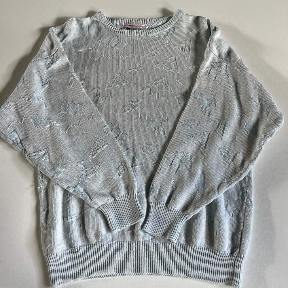 Organically Grown vintage 1980s oversize pastel pattern sweater -No Size Tag